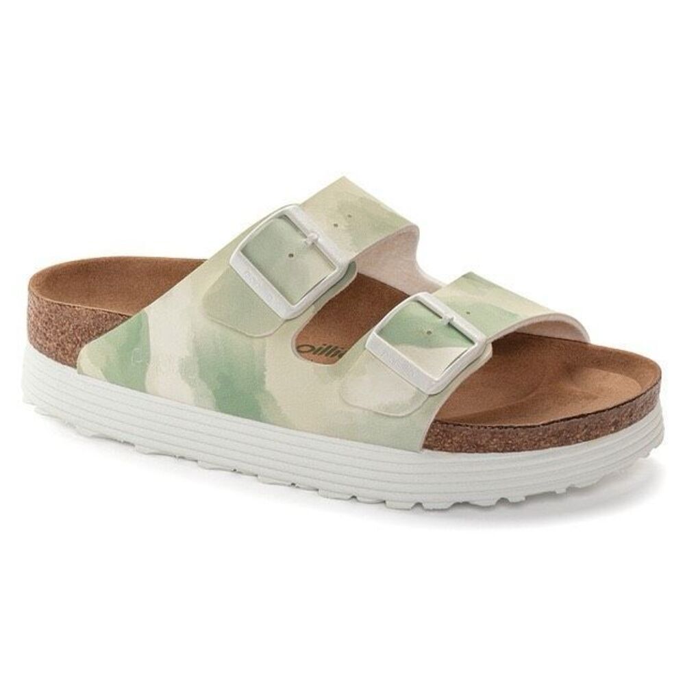 NEW Papillio Birkenstock Arizona Grooved Sandal in Watercolor Khaki Vegan NIB